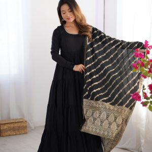 PURE ROMANSILK CHANDERI FABRIC FULLY FLAIR ANARKALI,