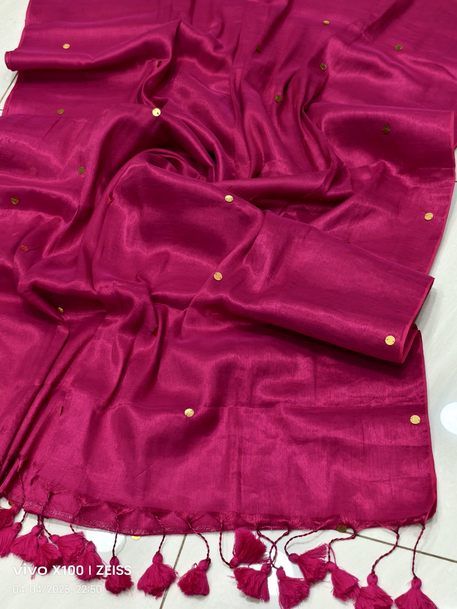 PEACOCK MIRROR TISSUE COTTON SAREE - Image 26