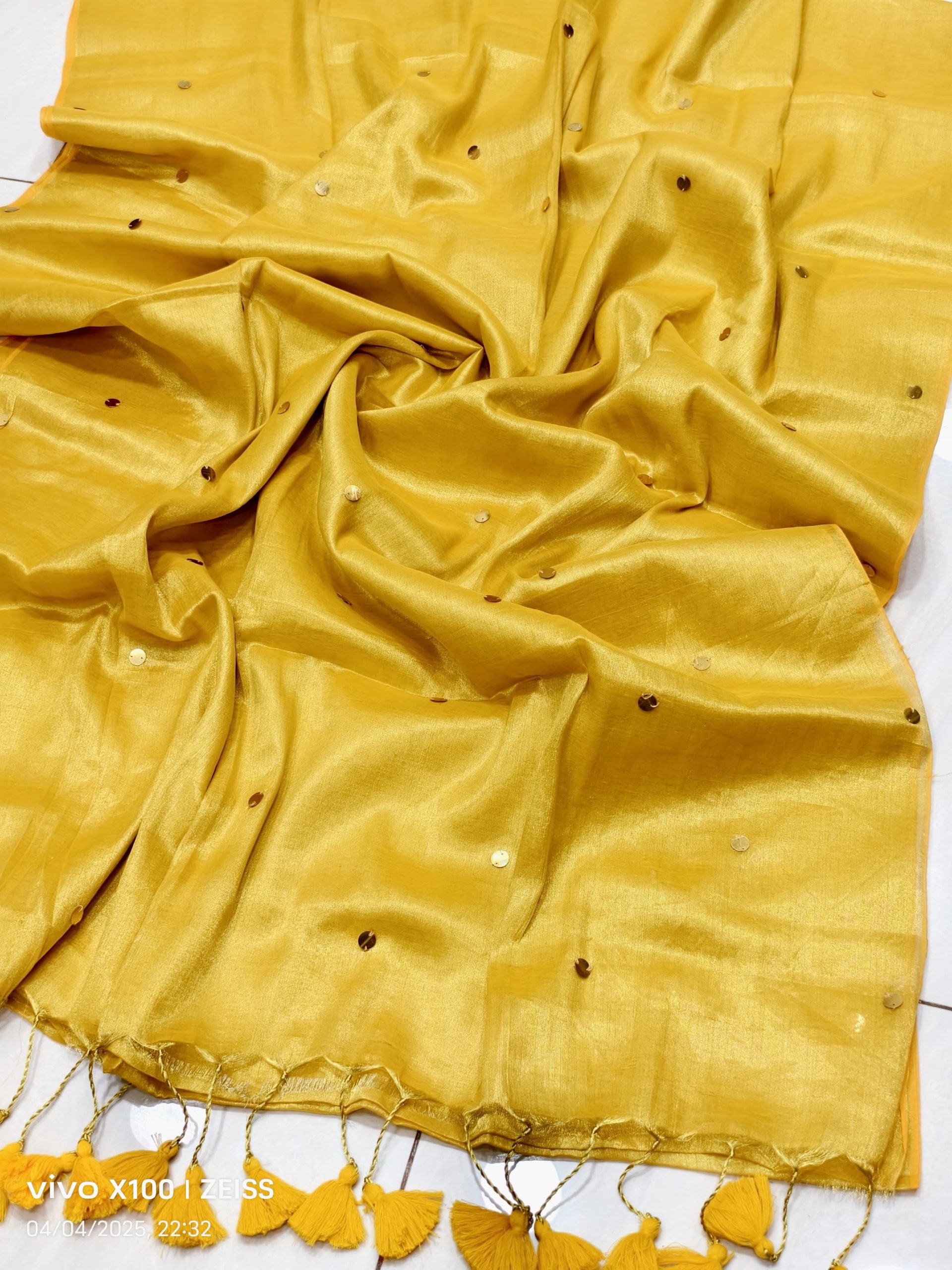 PEACOCK MIRROR TISSUE COTTON SAREE - Image 14