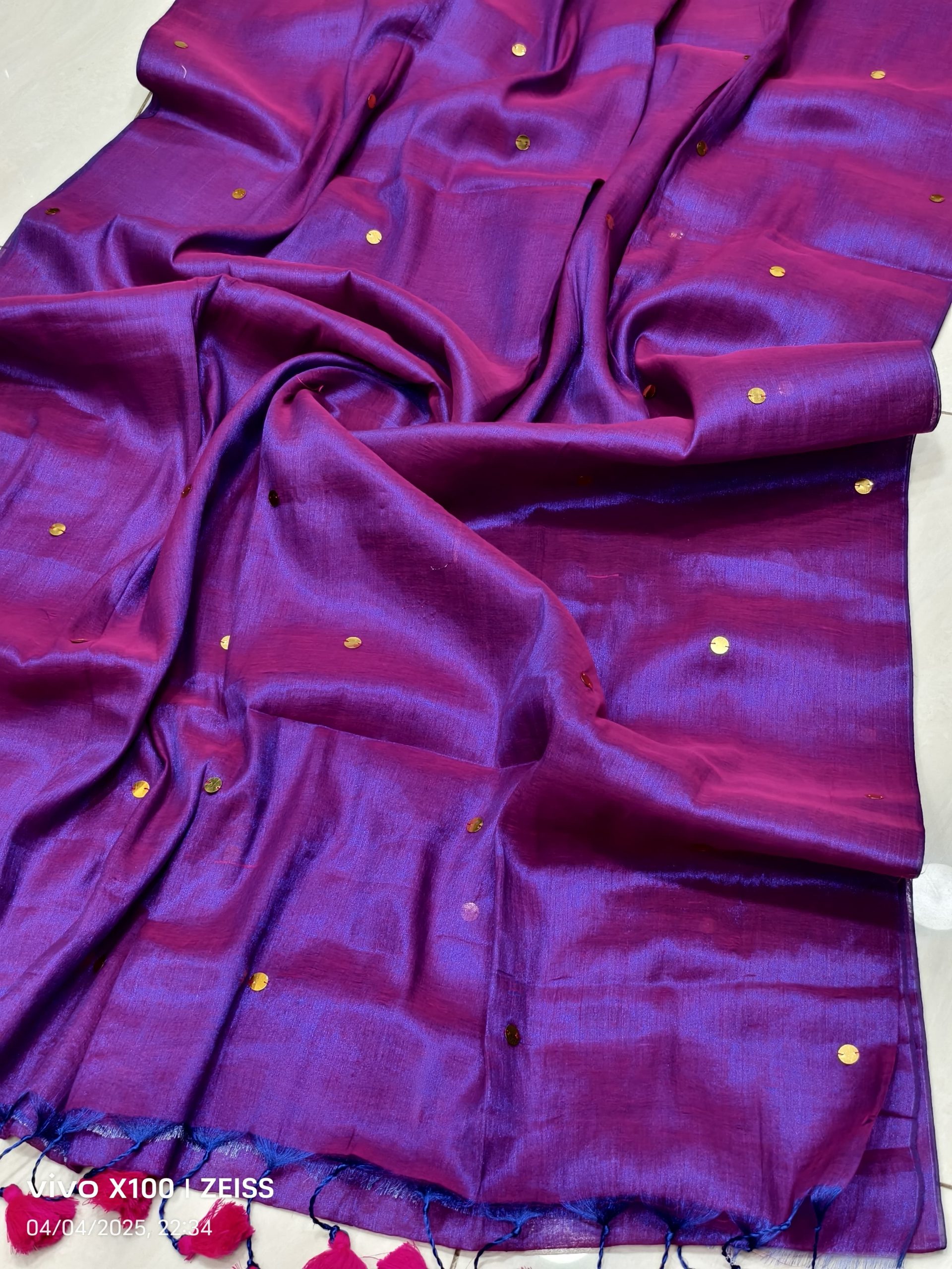 PEACOCK MIRROR TISSUE COTTON SAREE - Image 17