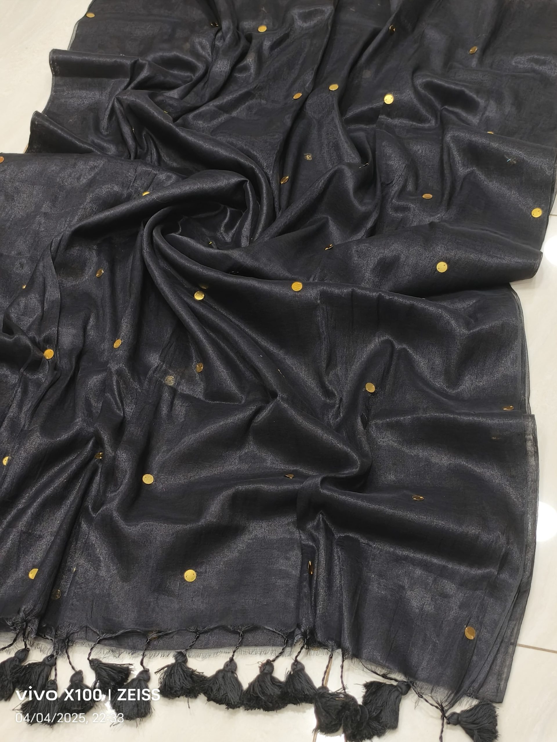 PEACOCK MIRROR TISSUE COTTON SAREE - Image 13