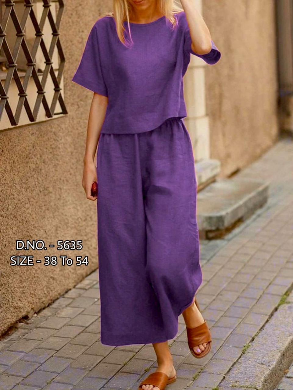 Heavy Cotton Slub 2-Piece Set – Short Length Top & Palazzo (D.NO. 5635) - Image 8