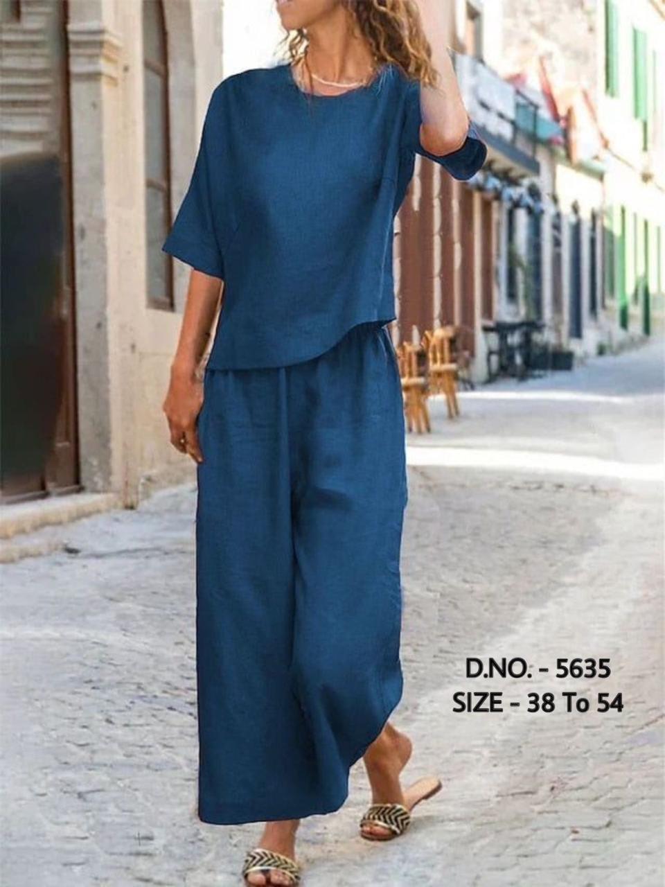 Heavy Cotton Slub 2-Piece Set – Short Length Top & Palazzo (D.NO. 5635) - Image 6