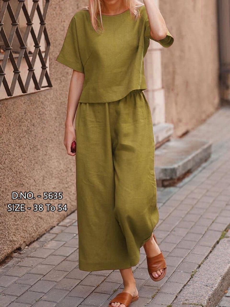 Heavy Cotton Slub 2-Piece Set – Short Length Top & Palazzo (D.NO. 5635) - Image 4