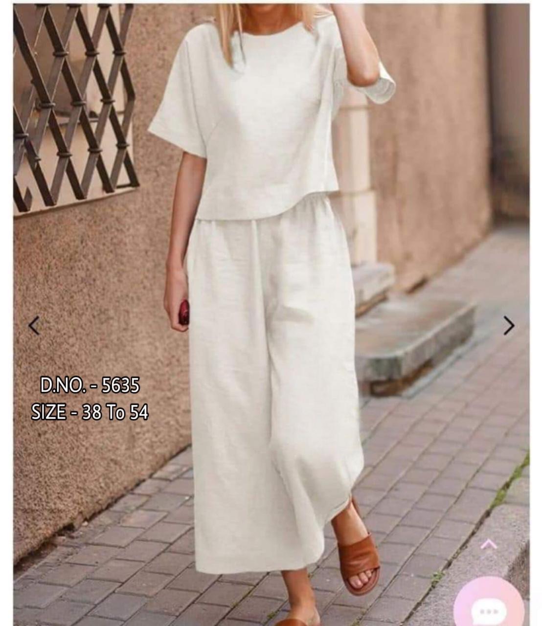 Heavy Cotton Slub 2-Piece Set – Short Length Top & Palazzo (D.NO. 5635) - Image 3