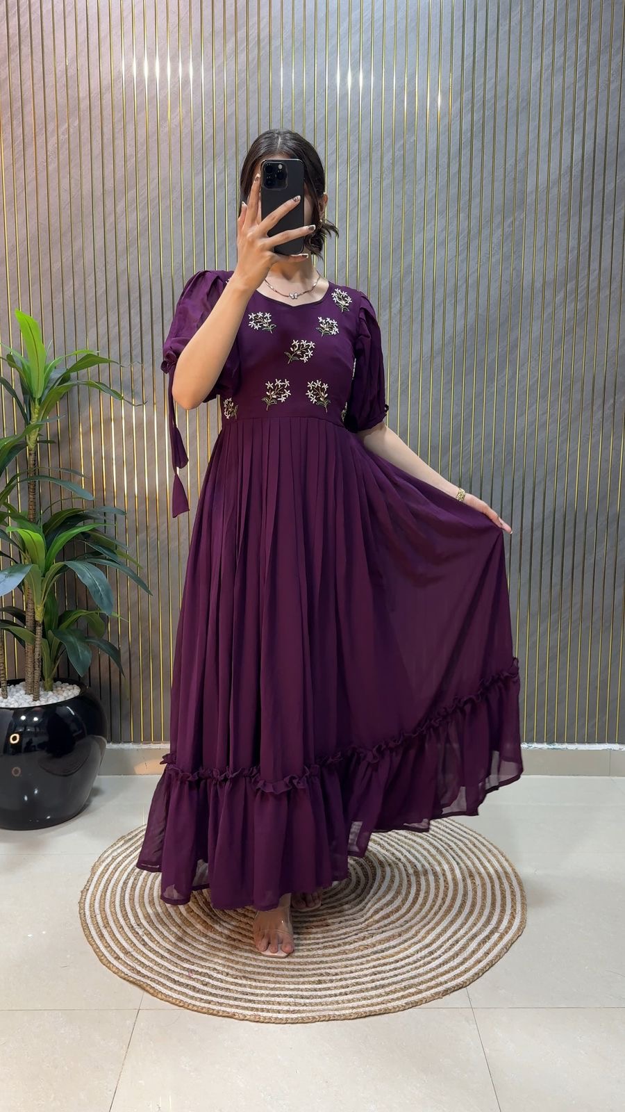 Designer fux georgette midi