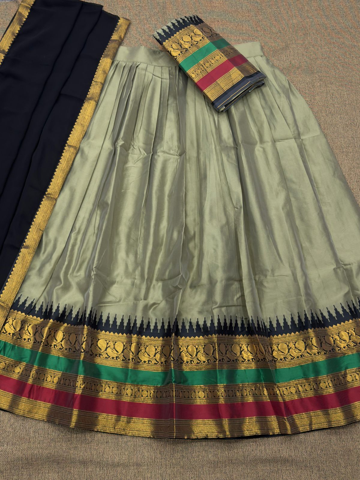 South-Style Kanjivaram Silk Lehenga Choli with Dupatta - Image 9