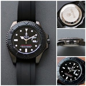 Rolaex Yachet-Master Black Rubber Strap Watch