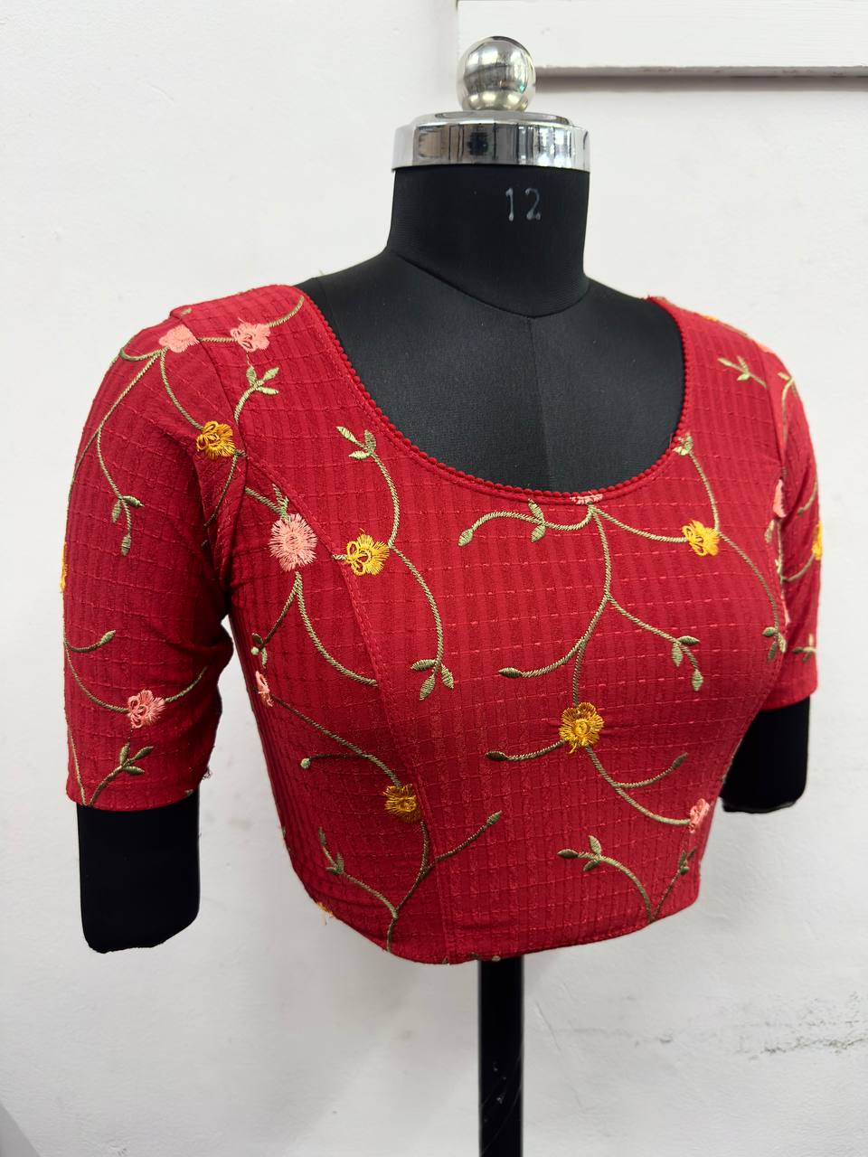 Stretchable Embroidery Work Blouse - Image 12