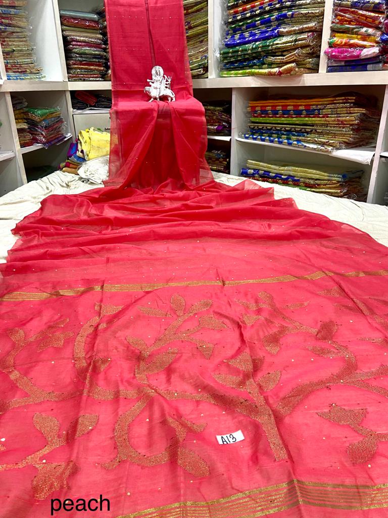 Cotton Silk Sequence Handloom Saree - Image 11