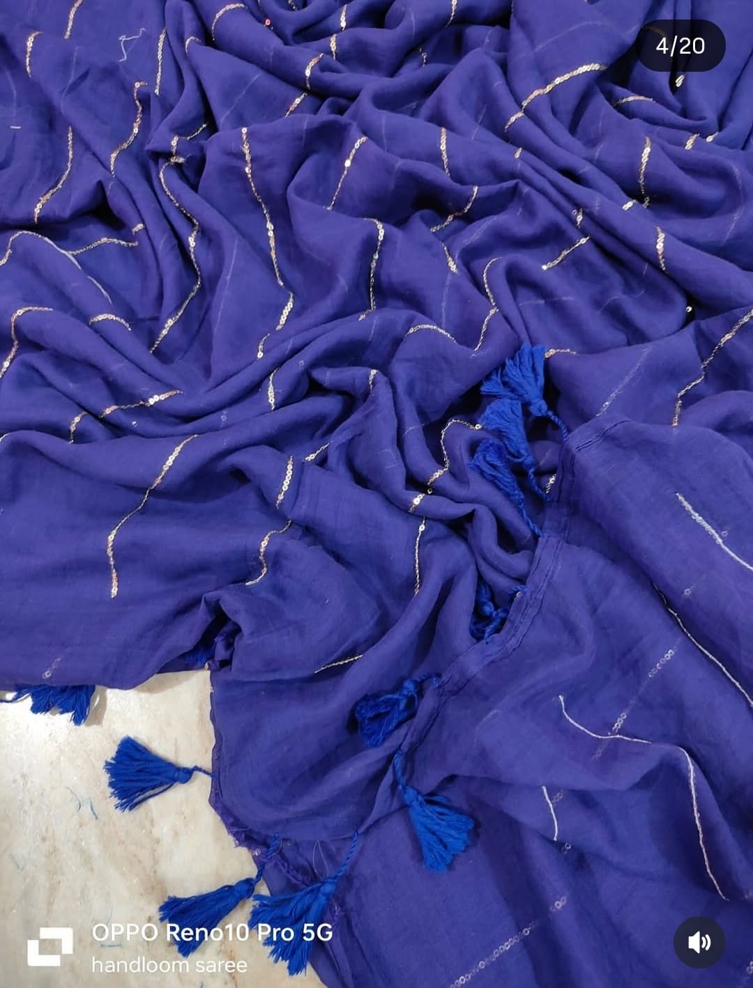 Pure Mullcotton Sequence Chain Saree - Image 26