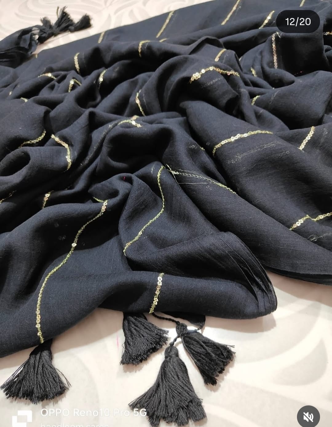 Pure Mullcotton Sequence Chain Saree - Image 7