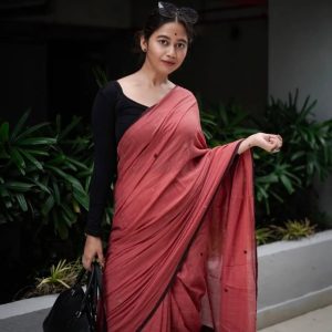 Handloom Jacquard Woven Mercerised Cotton Saree