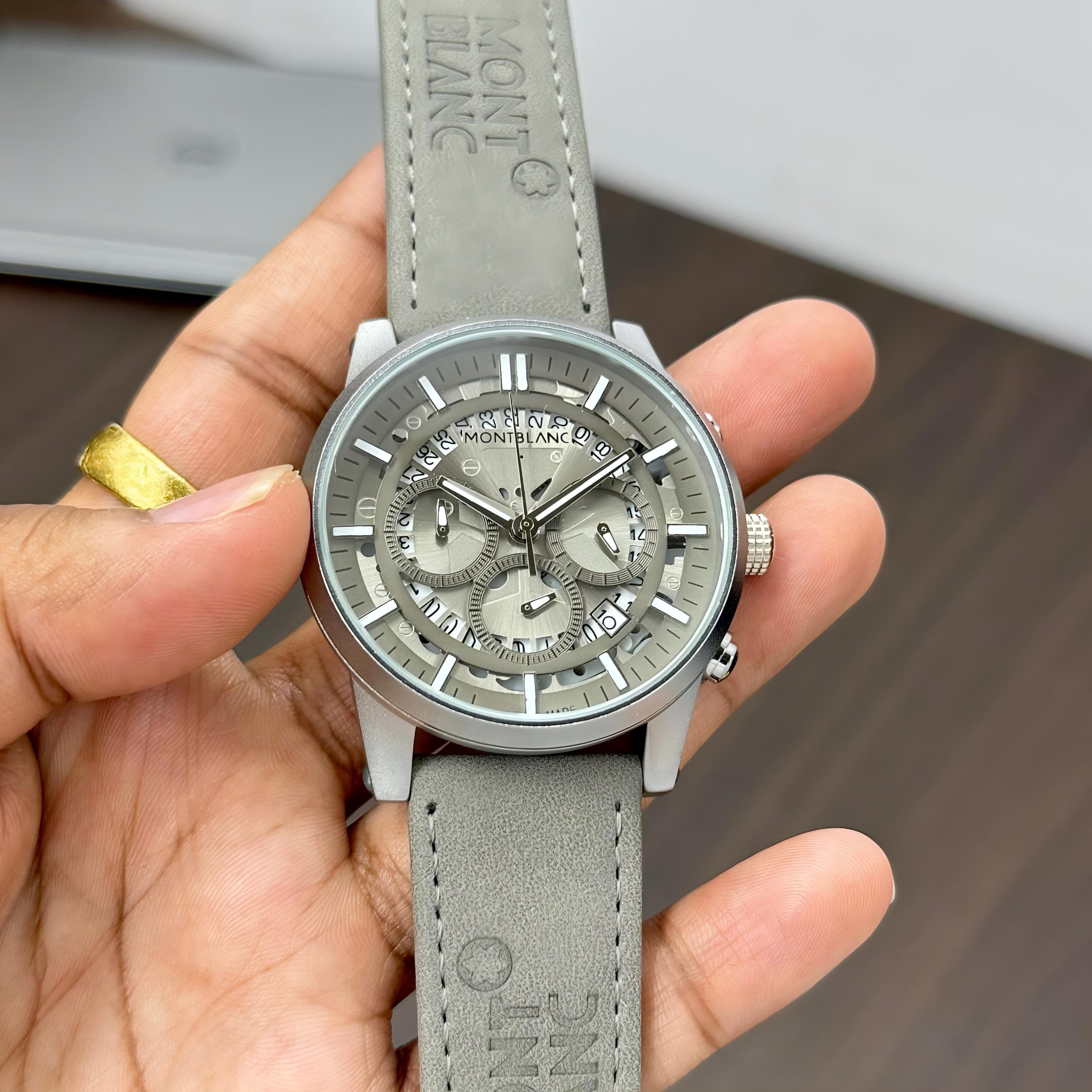Montblanc Semi-Casual Collection Suede Leather Watch for Men