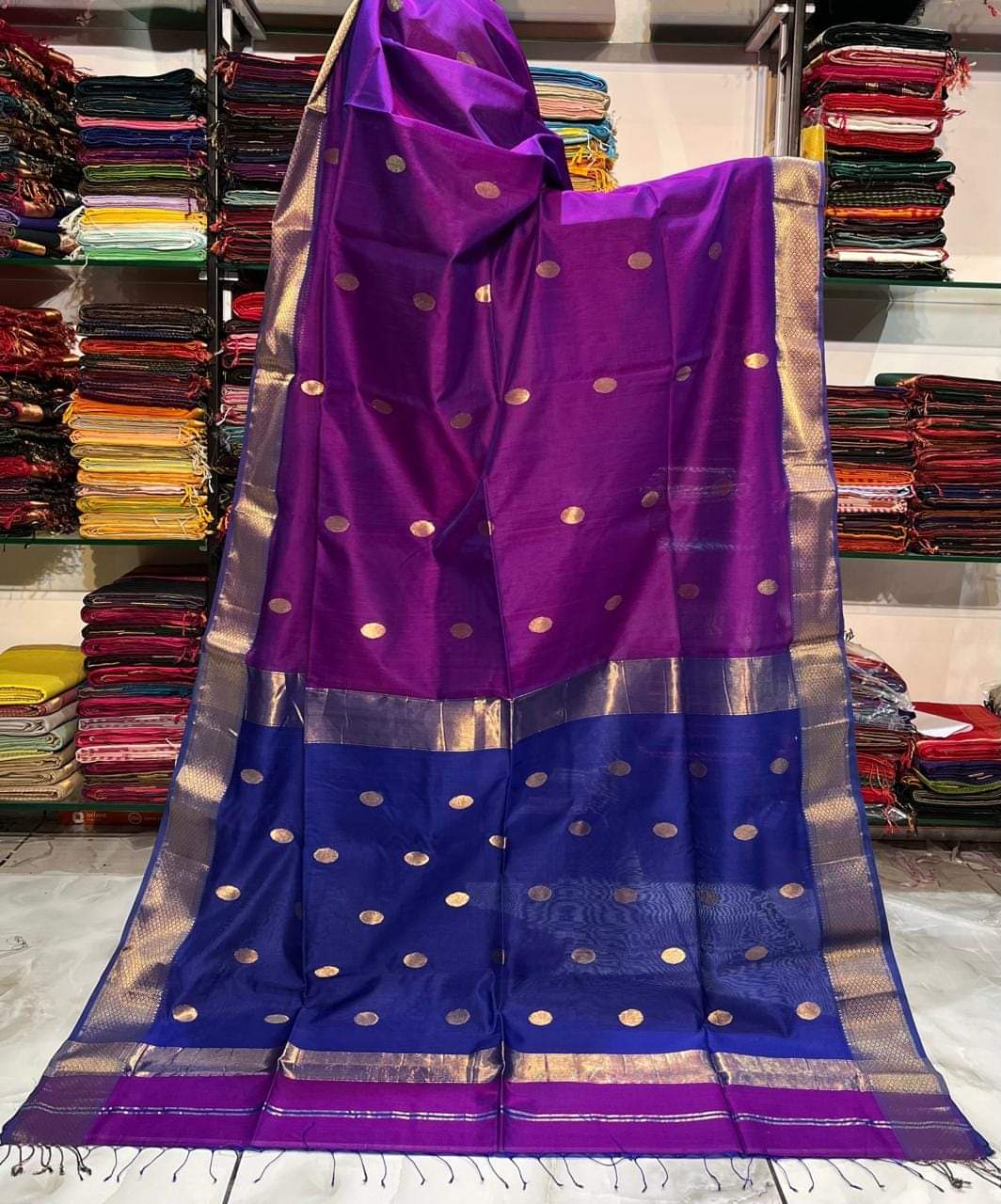 Handloom Ballbuti Mayeshwari saree - Image 6