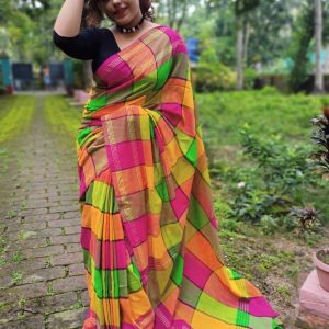 Khadi Cotton Check Saree