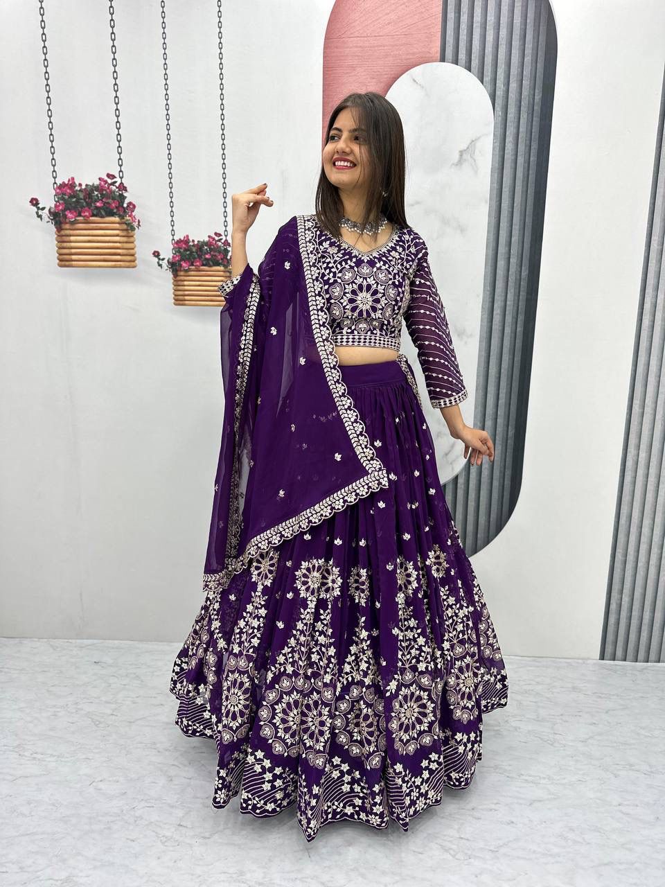 PF-012 Heavy Embroidered Lehenga Choli - Image 5