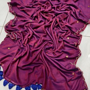 Border Cut Work Sequence Cotton Saree