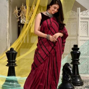Khadi cotton multi-colour check saree