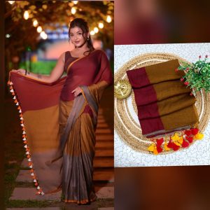 Triple Colour Rainbow Type Saree