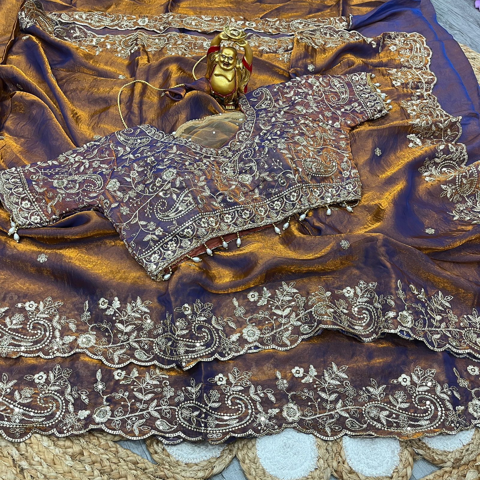 Royal Mango Zari Space Silk Saree - Image 6
