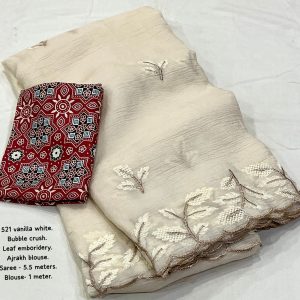 Ivory Crush Elegance Embroidery Saree