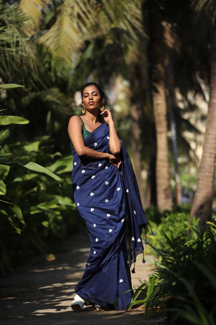 Handloom khadi cotton embroidery work saree - Image 21