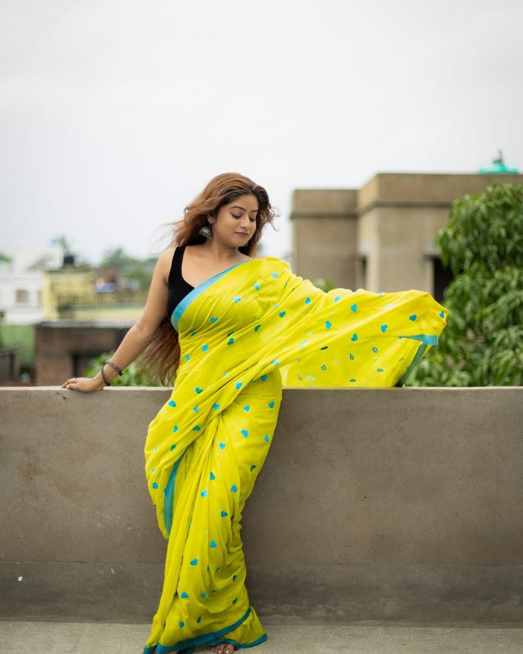 Handloom khadi cotton embroidery work saree - Image 12