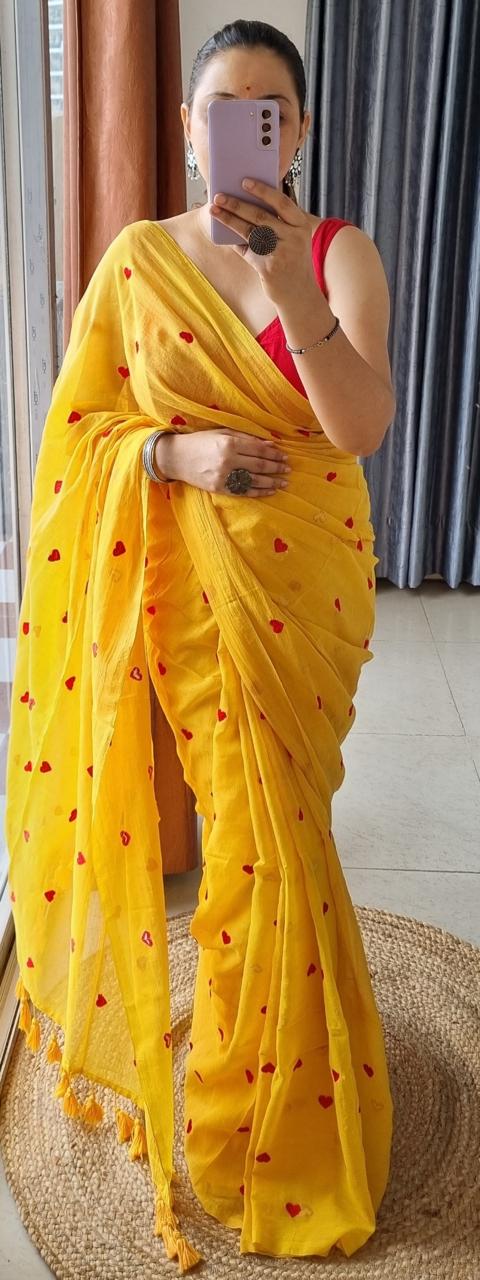 Handloom khadi cotton embroidery work saree - Image 15