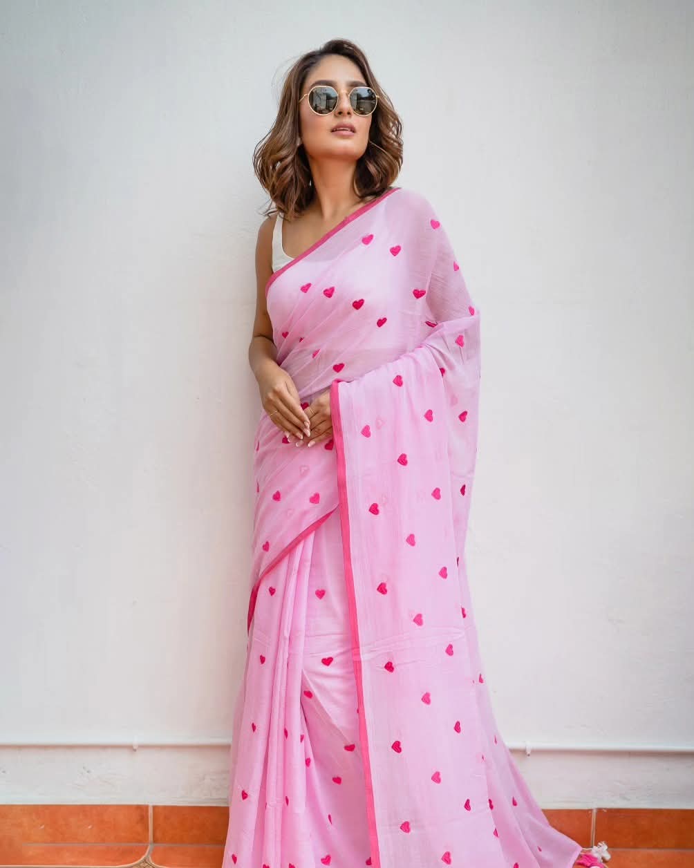 Handloom khadi cotton embroidery work saree