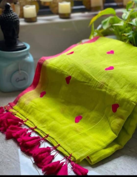 Handloom khadi cotton embroidery work saree - Image 5
