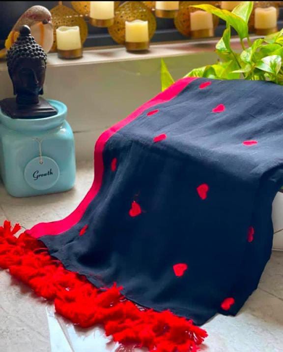 Handloom khadi cotton embroidery work saree - Image 6