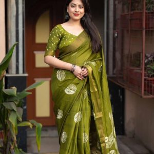 Batik Bloom Cotton Crepe Printed Saree