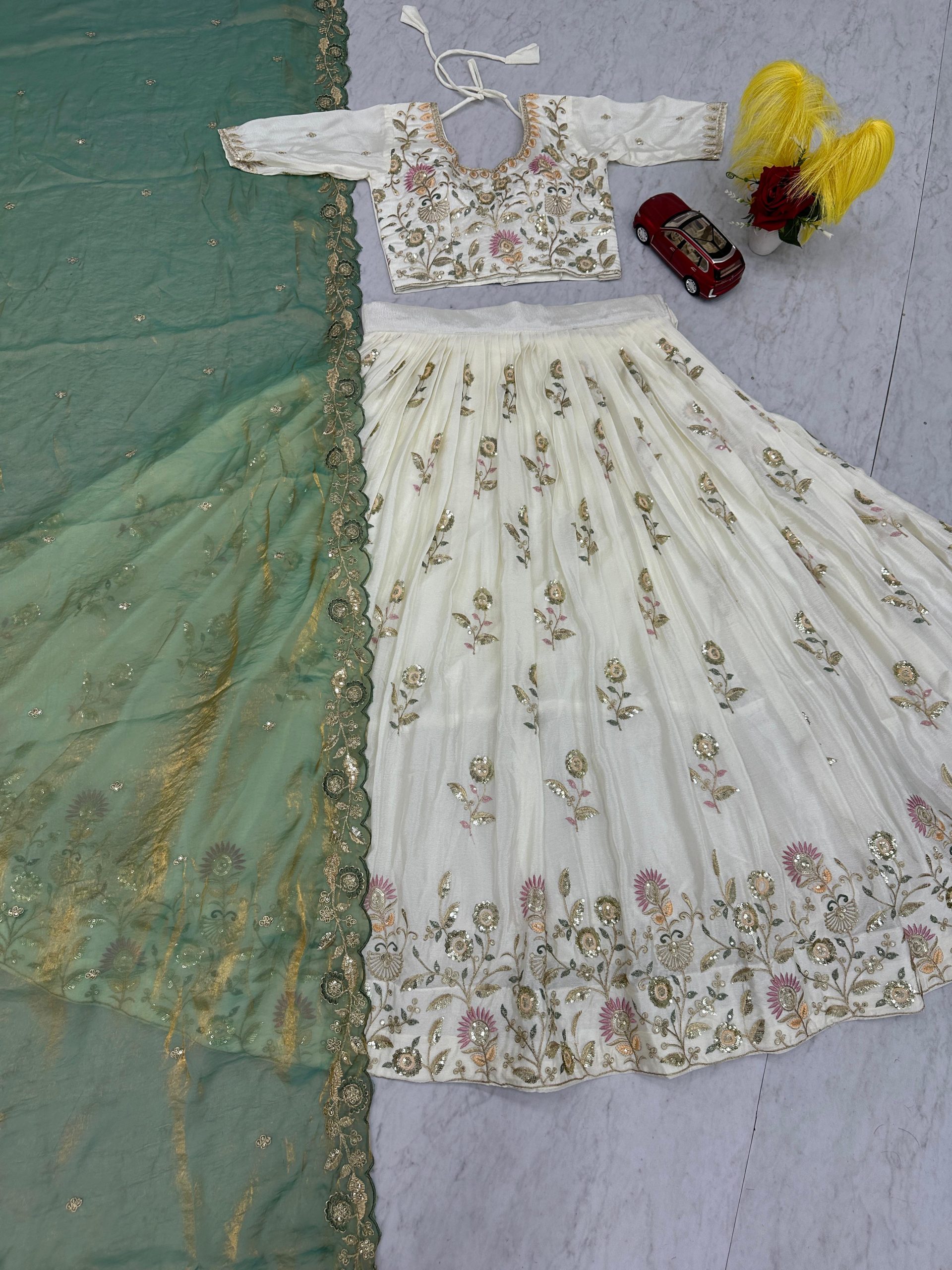 Tapi Creation Festival Embroidered Chinon Lehenga Choli Set - Image 5