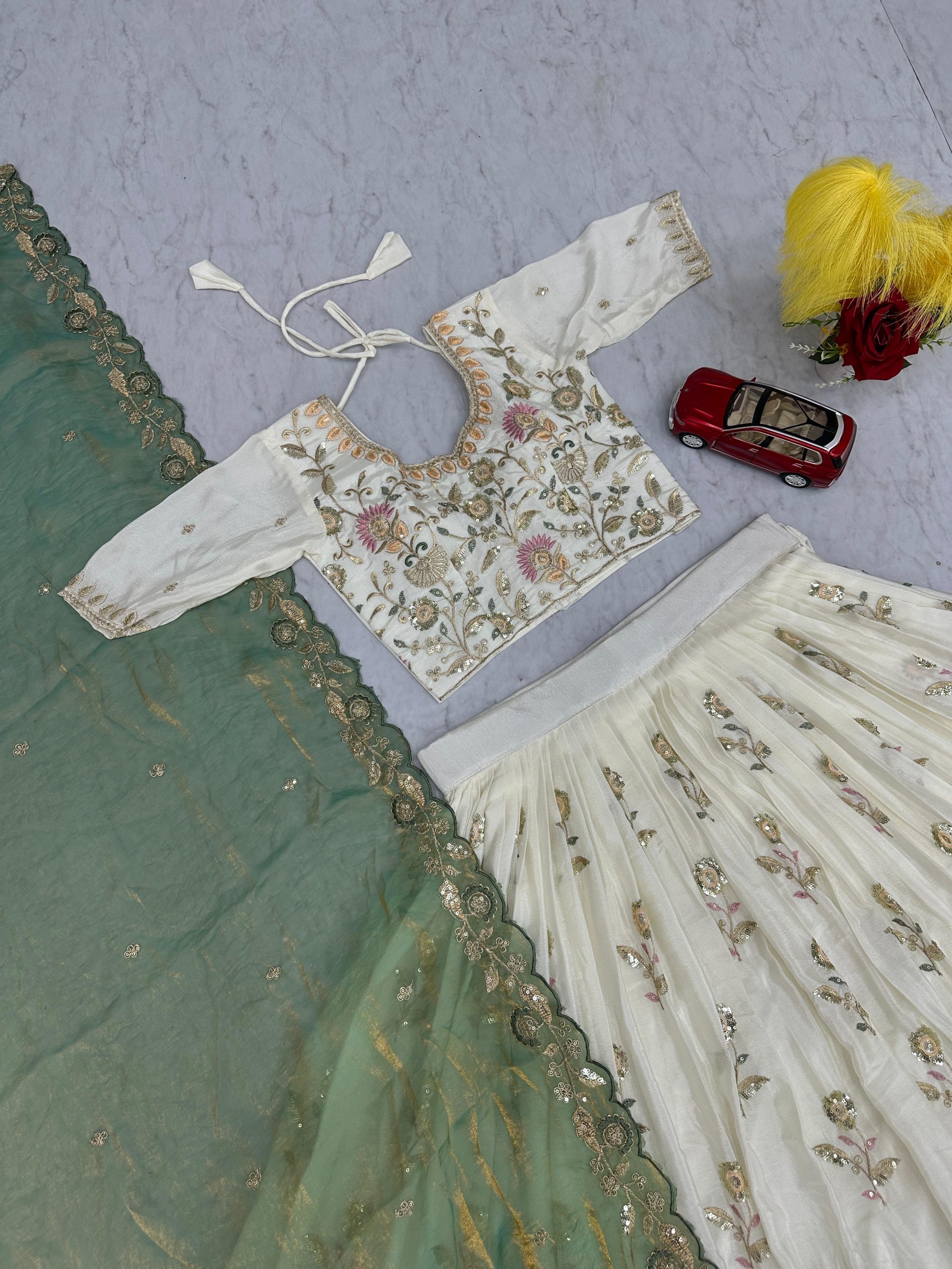 Tapi Creation Festival Embroidered Chinon Lehenga Choli Set - Image 3