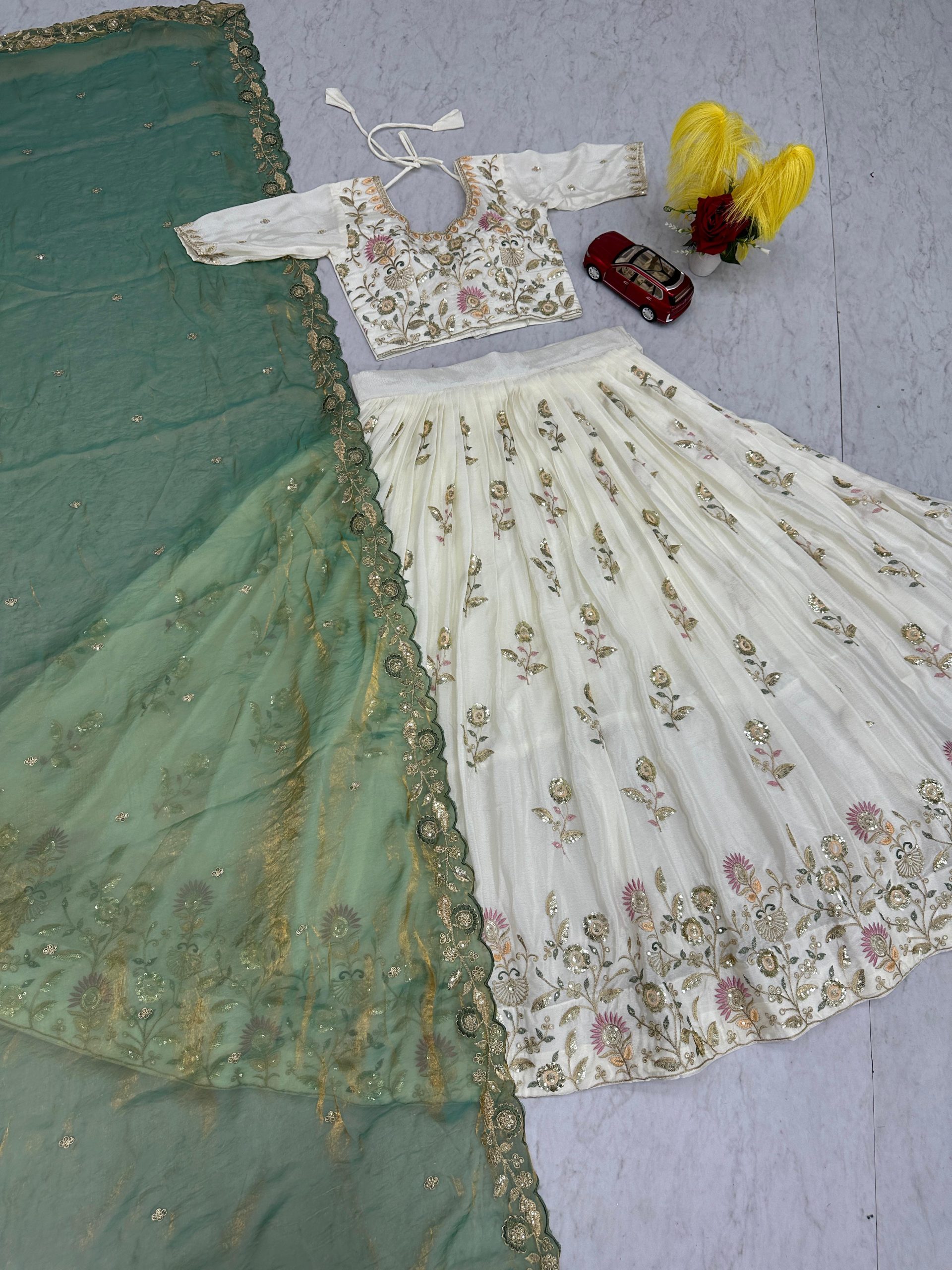 Tapi Creation Festival Embroidered Chinon Lehenga Choli Set - Image 2