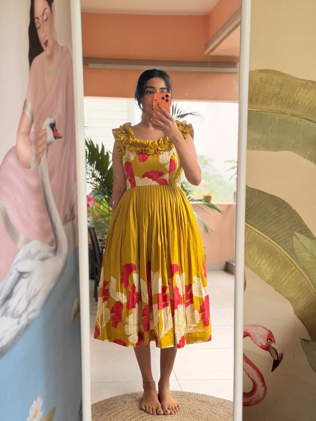 BloomAura Muslin Floral Midi Gown