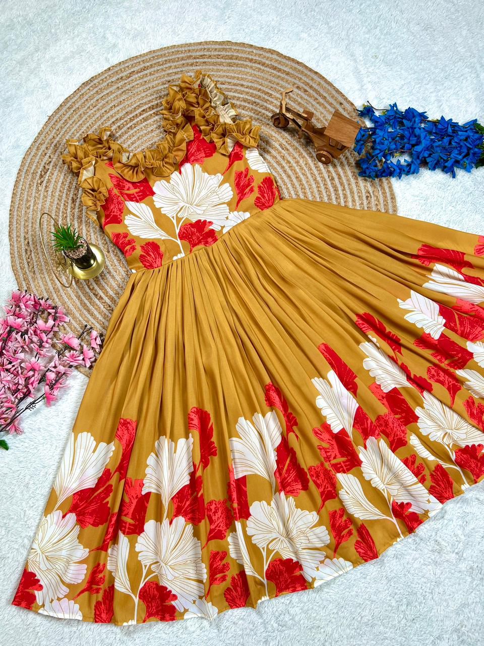 BloomAura Muslin Floral Midi Gown - Image 3