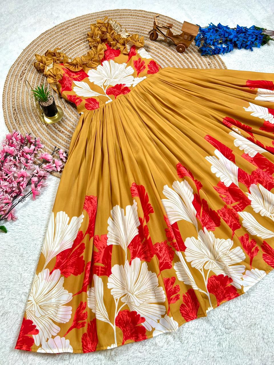 BloomAura Muslin Floral Midi Gown - Image 2