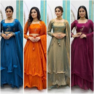 Heavy Space Silk 3-in-1 Designer Lehenga Choli Set