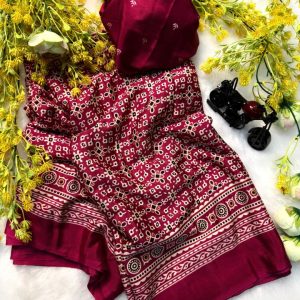 Ajrakh Crepe Silk Elegance Saree