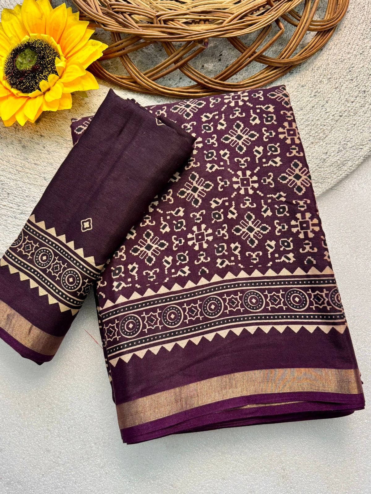 Super Ajrakh Patola Cotton Saree - Image 5