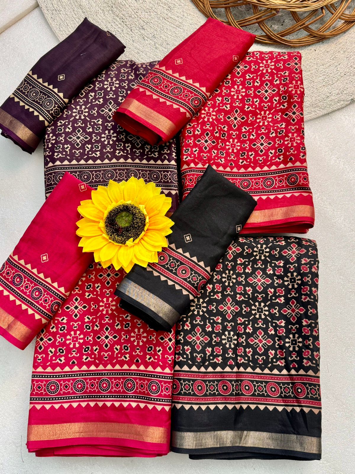 Super Ajrakh Patola Cotton Saree - Image 7