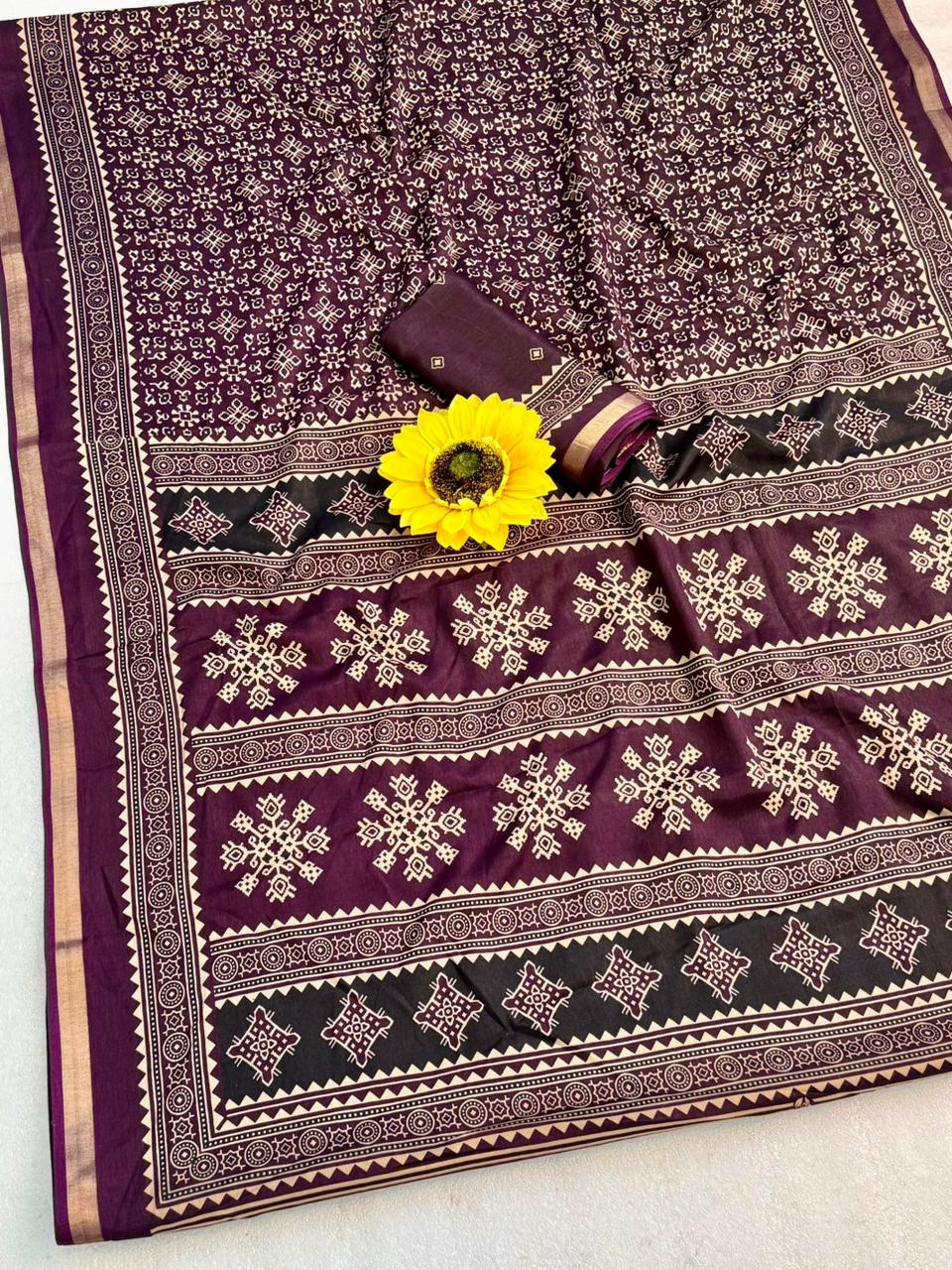 Super Ajrakh Patola Cotton Saree - Image 6