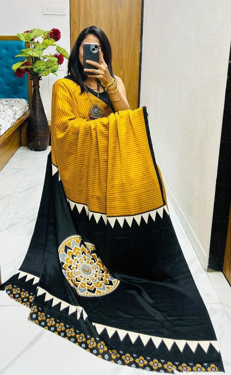 “Ajrakh Bandhej Gajji Silk Saree - Image 21