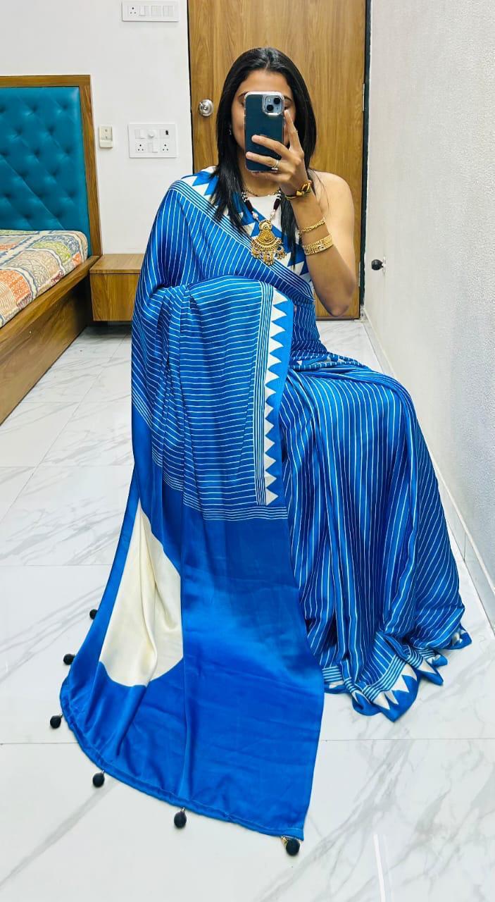 “Ajrakh Bandhej Gajji Silk Saree - Image 28