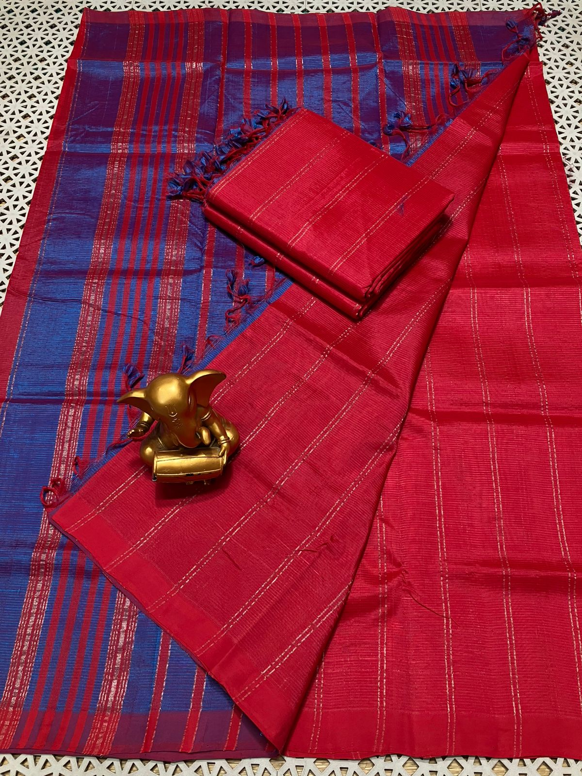 Mangalagiri Pattu Cotton Zari Saree - Image 8
