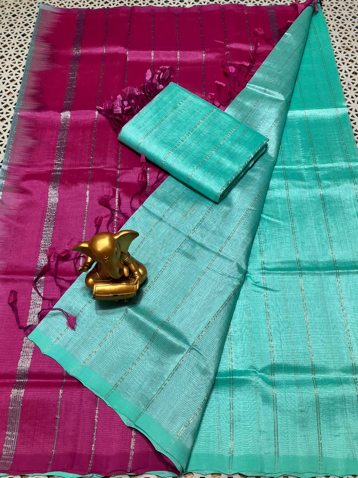 Mangalagiri Pattu Cotton Zari Saree - Image 18
