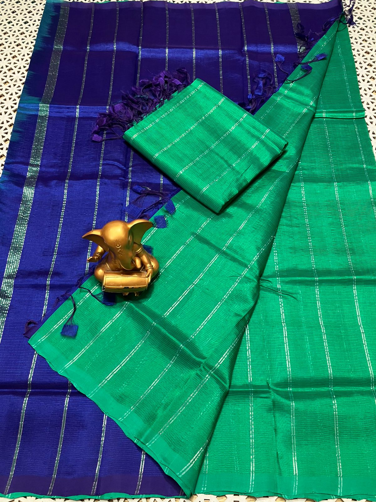 Mangalagiri Pattu Cotton Zari Saree - Image 21