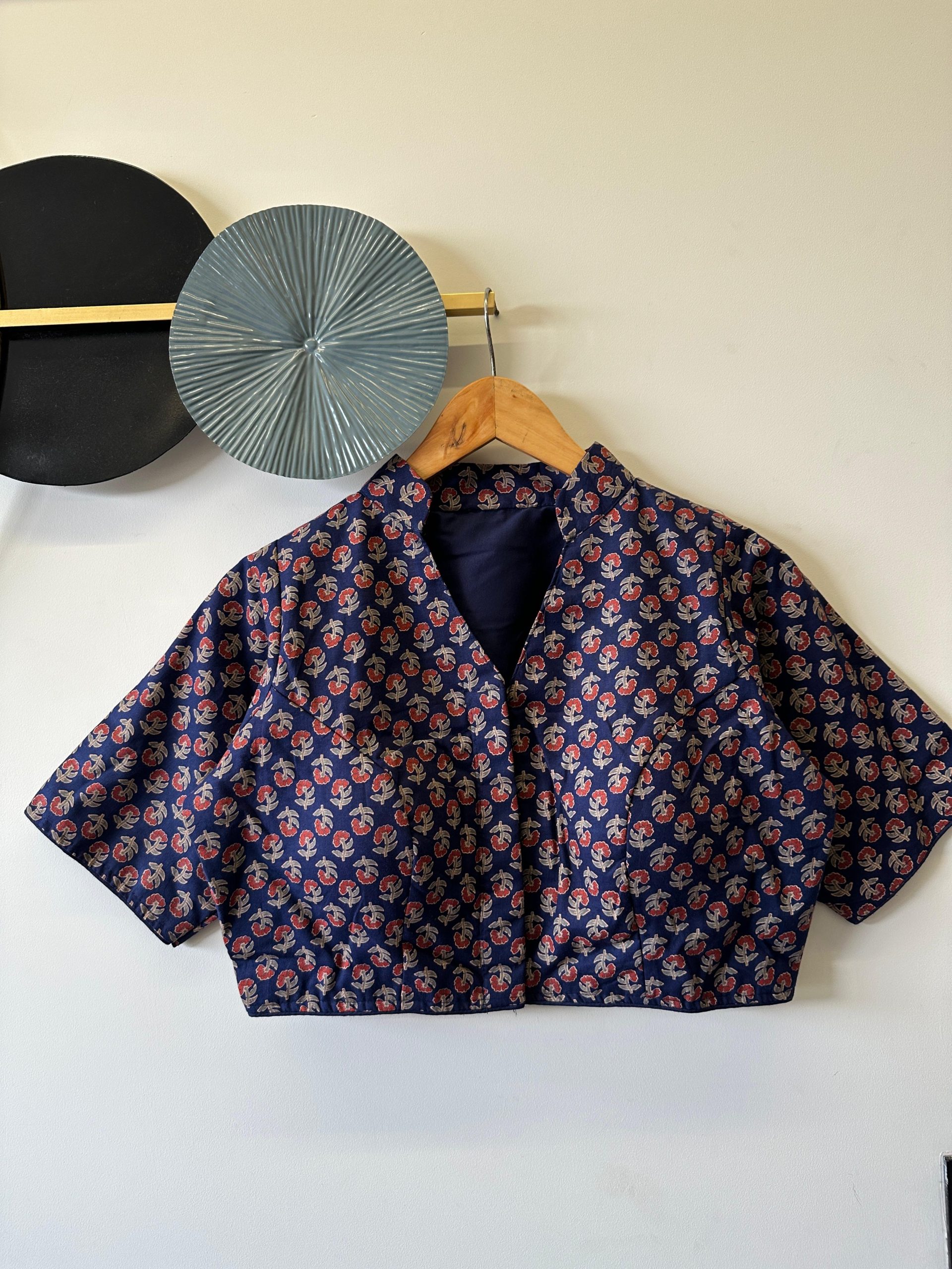 Ajrakh Cotton Collar Blouse with Padded Cotton Lining - Image 5